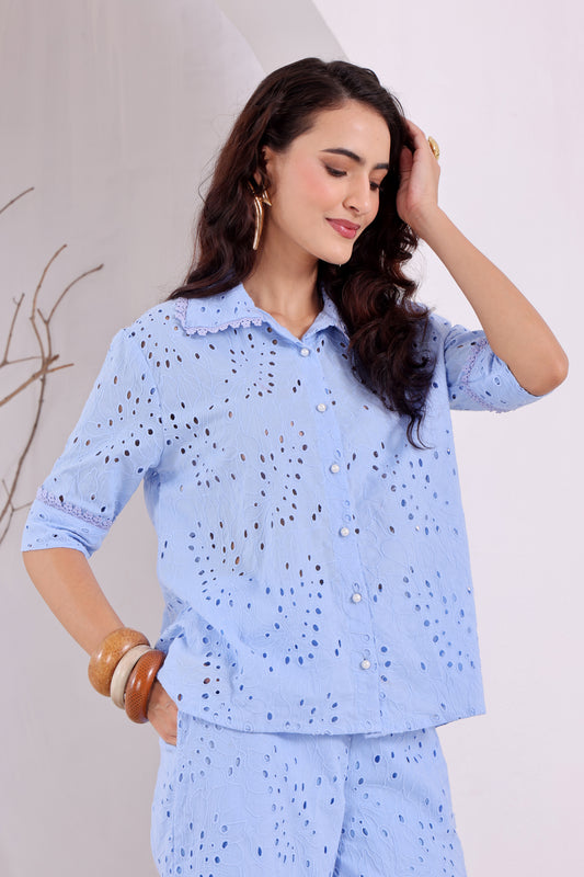Powder Blue Eyelet Coord Set