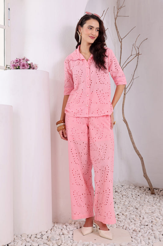 Pink Eyelet Coord Set