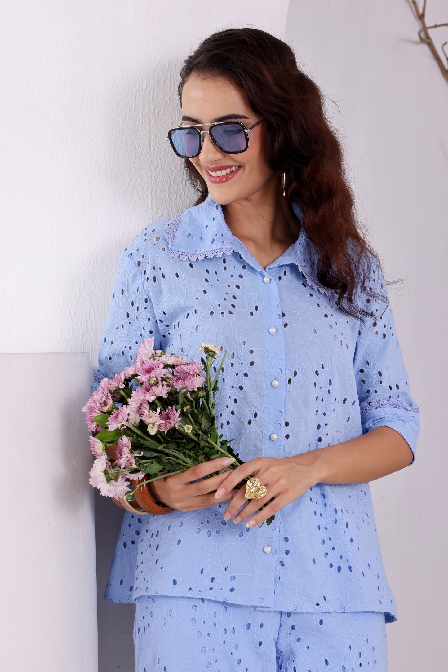 Powder Blue Eyelet Coord Set