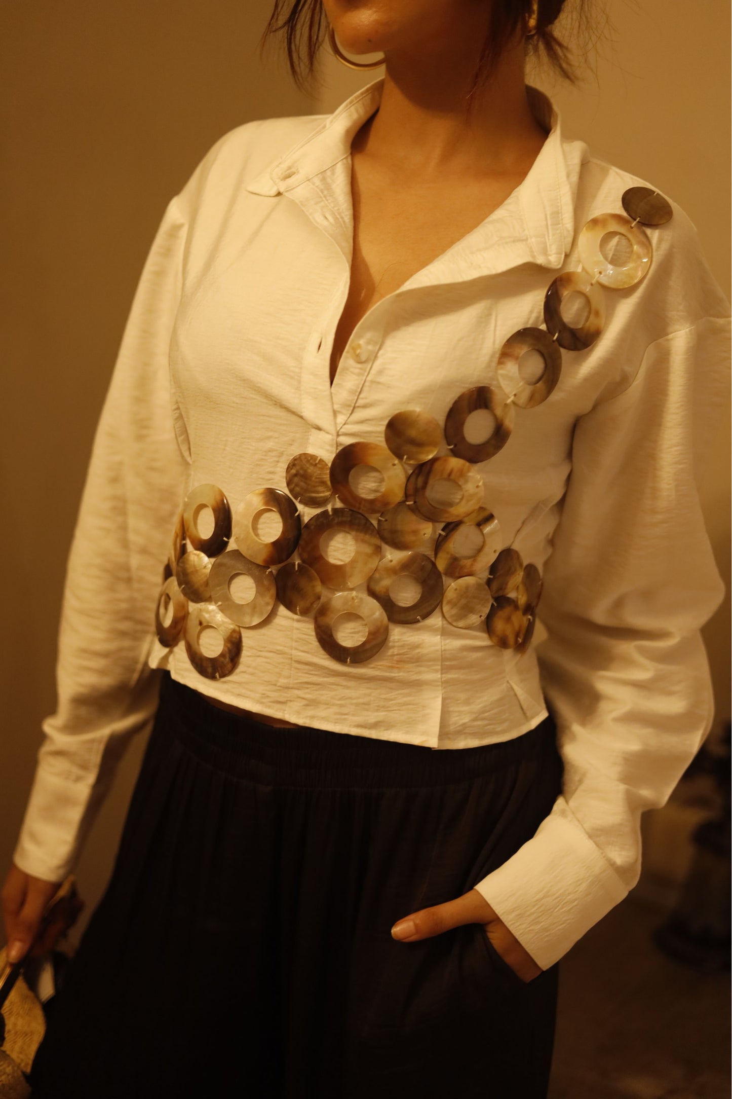 Mosaic – Mother of Pearl Embellishment Shirt Top