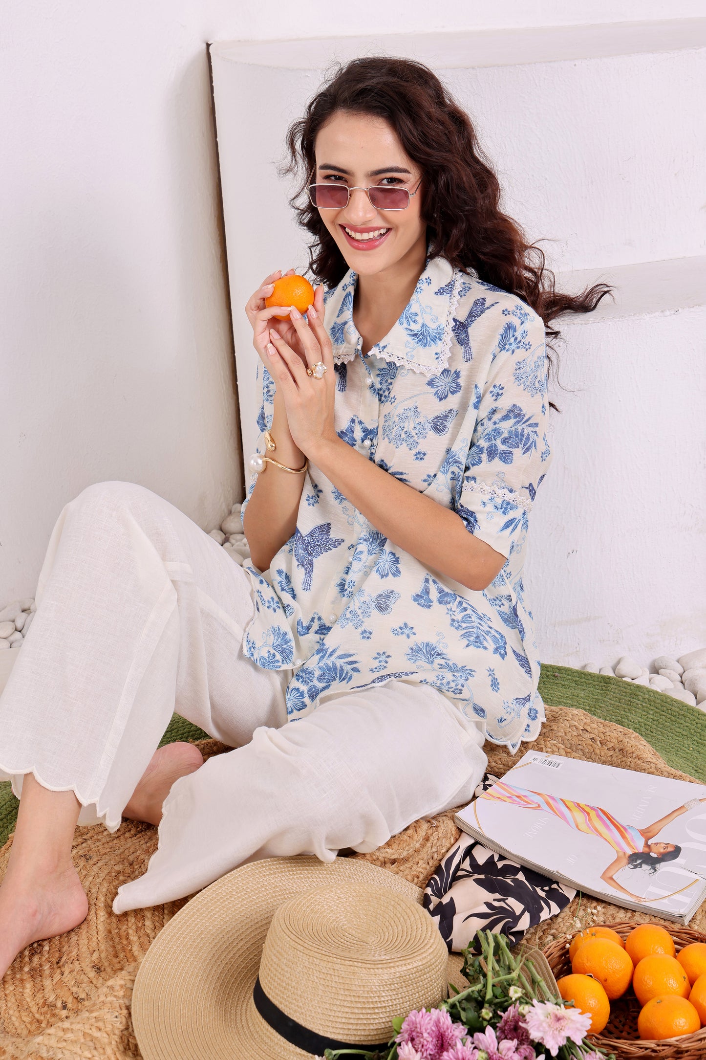 Indigo Garden Linen Coord Set