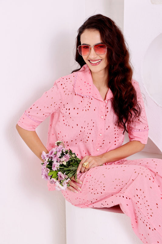 Pink Eyelet Coord Set