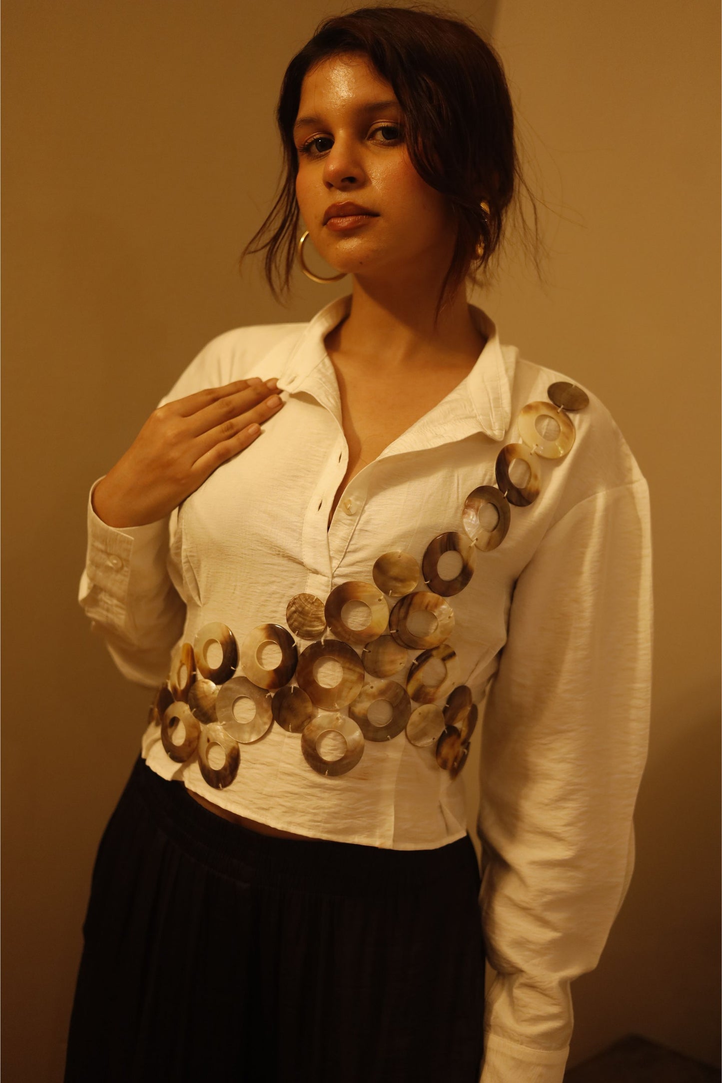 Mosaic – Mother of Pearl Embellishment Shirt Top