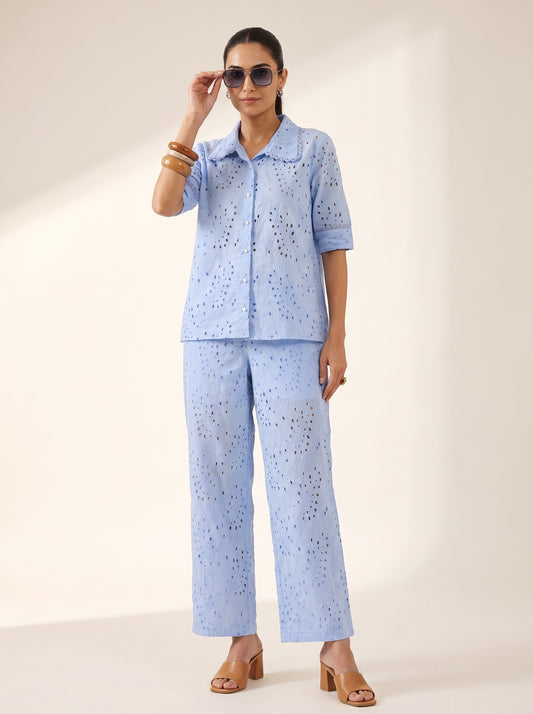 Powder Blue Eyelet Coord Set