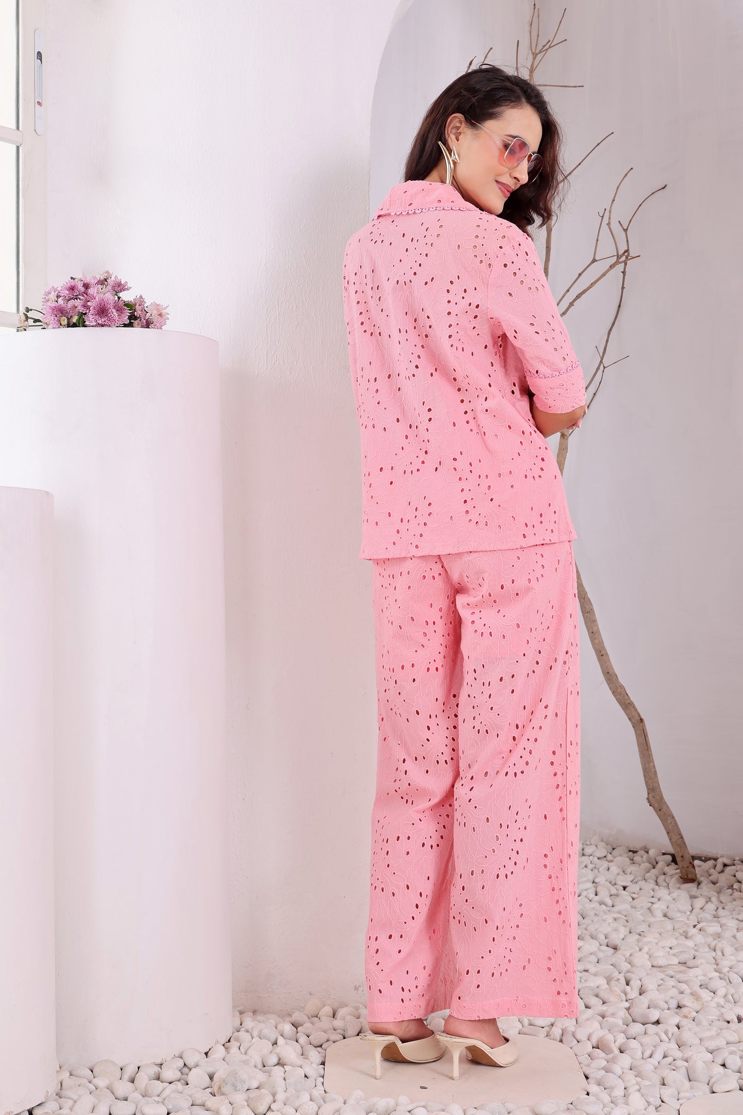 Pink Eyelet Coord Set