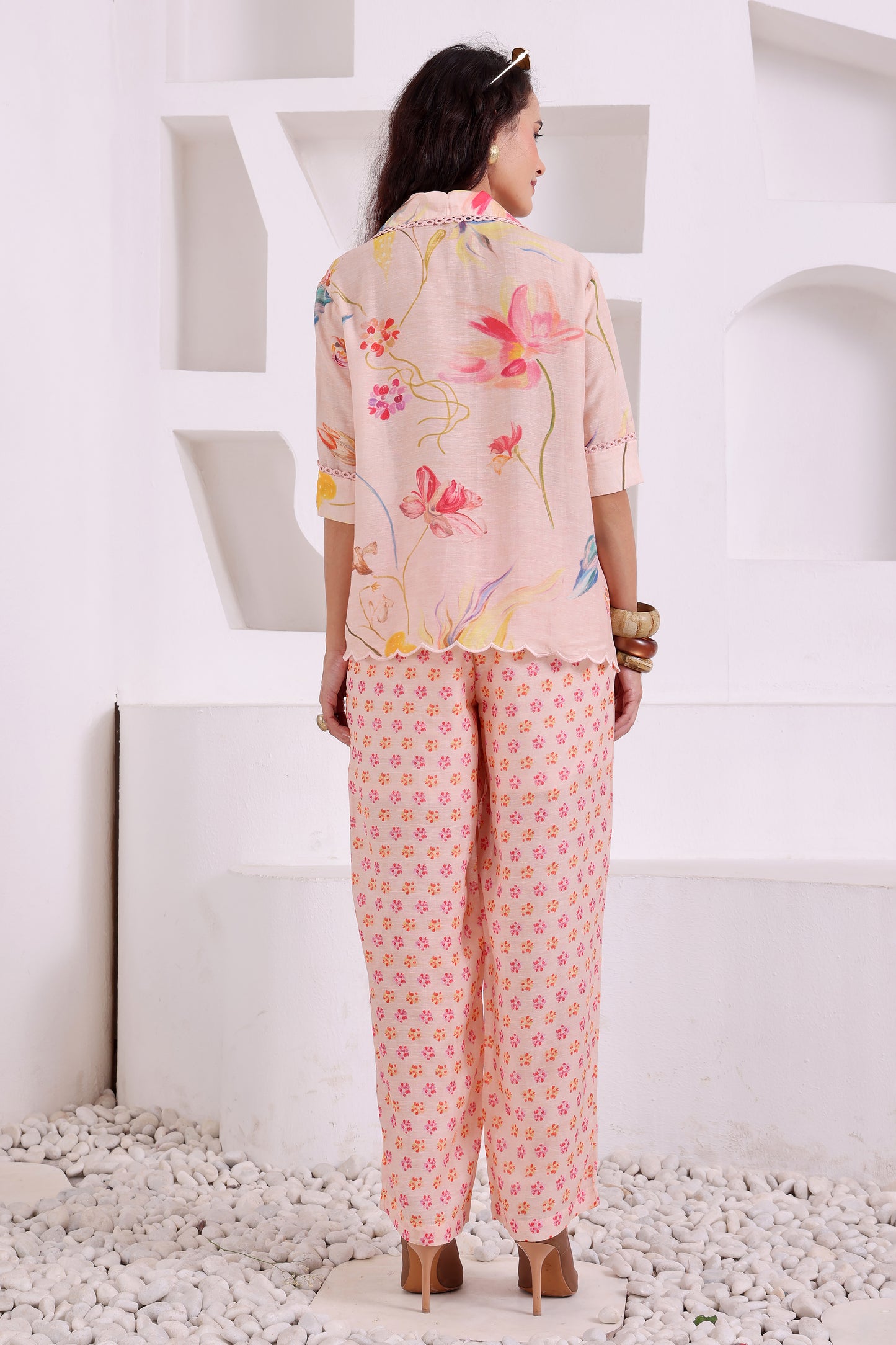 Peach Bloom Linen Coord Set