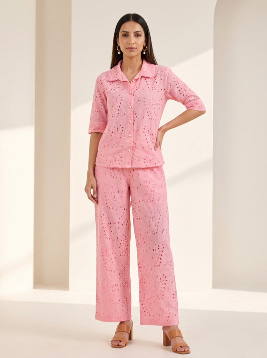 Pink Eyelet Coord Set