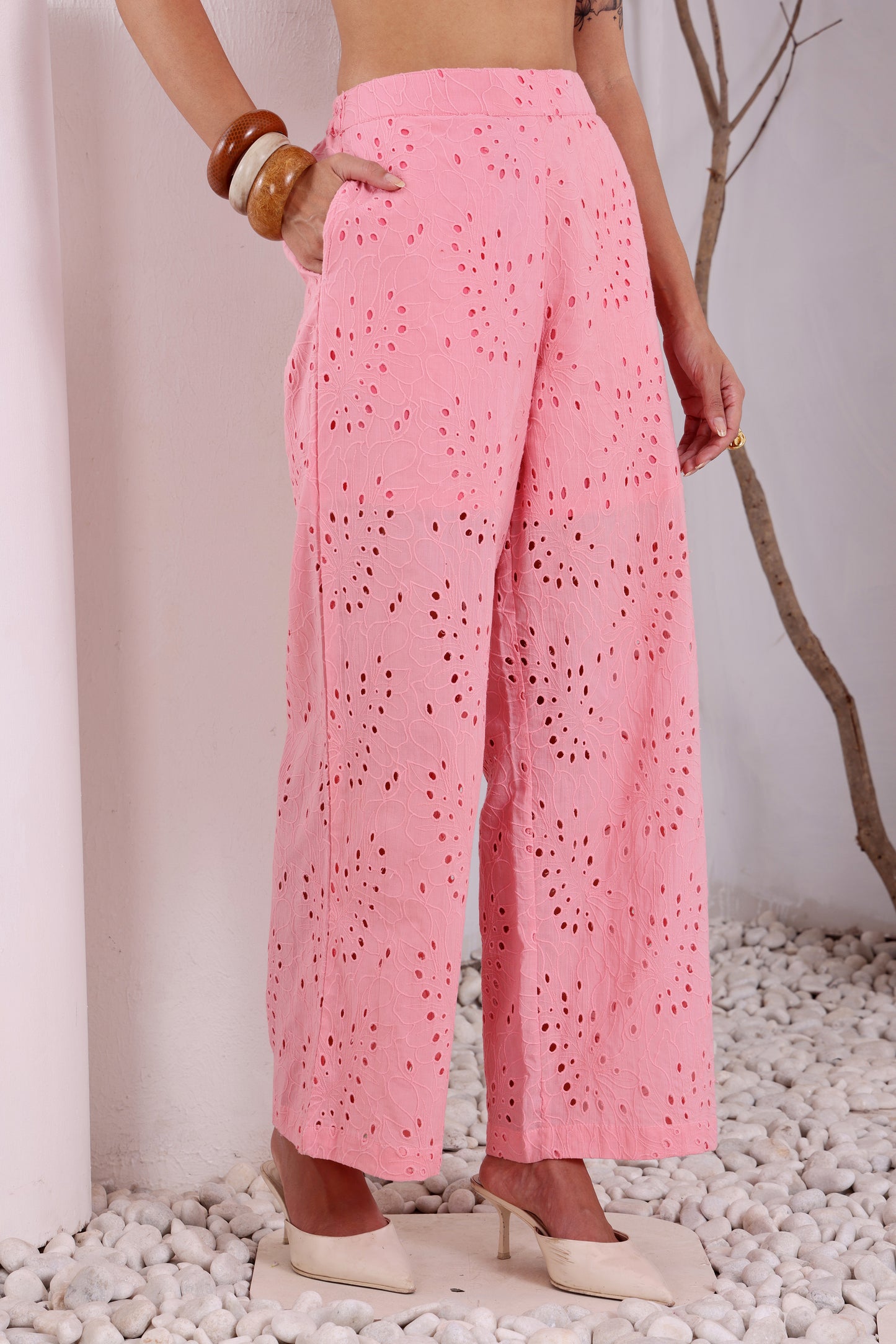 Pink Eyelet Coord Set