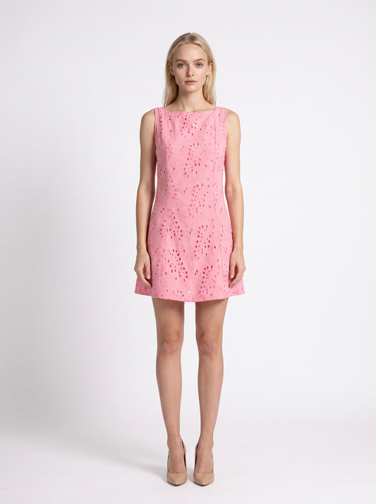 Pink Eyelet Mini Dress